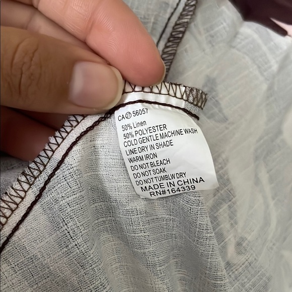 Petal + Pup Floral Midi Dress‎ Brown Cream Tie Waist V Neck Size M - Picture 9 of 9